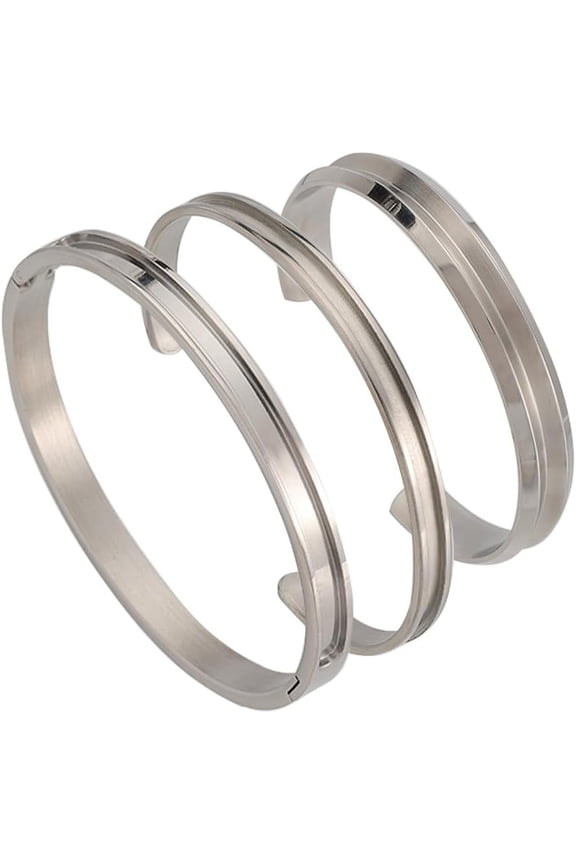 3Pcs 3 Style 304 201 Stainless Steel Grooved Bangle Making Blank Bangle Bases for Inlay Cuff Bangle Making Stainless Steel Color
