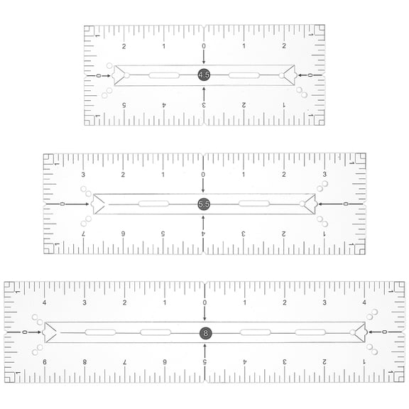 3Pcs 3 Style Acrylic Quilting Template Cutting Guide Sewing Tools Rectangle Clear 64x154~255x4mm Hole: 3~3.5mm & 19x3mm 1pc/style for DIY