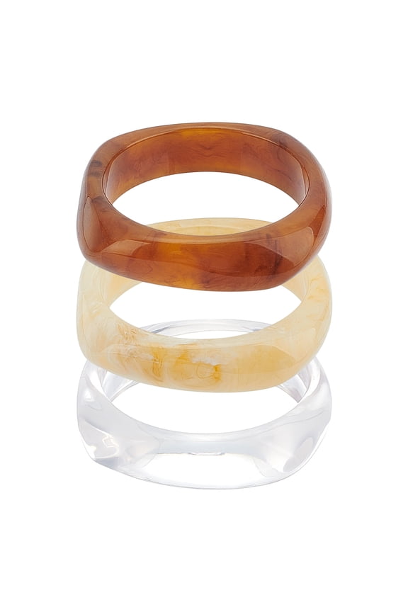 3Pcs 3 Style Imitation Marble Acrylic Bangles Set for Women Mixed Color Inner Diameter: 2-5/8 inch(6.8cm) 1Pc/style