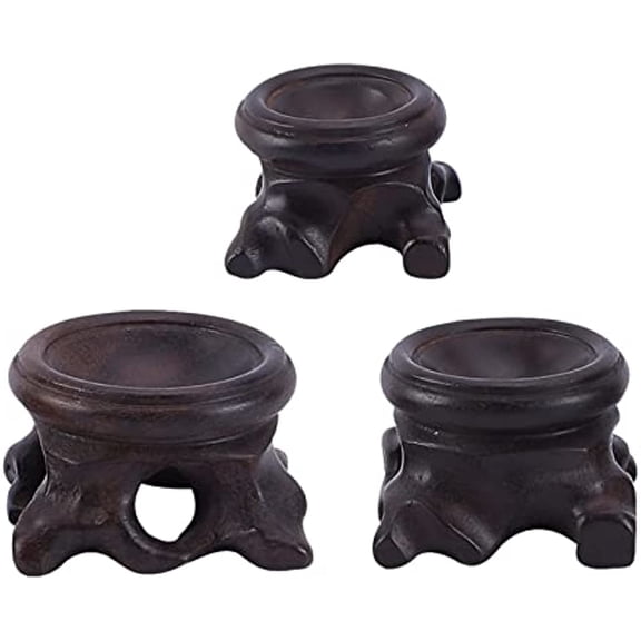 3Pcs 3 Style Wood Crystal Ball Display Pedestal Round Display Stand Stone Collection Display Standfor Crystal Diamond Ball