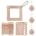 thumbnail image 1 of 3Pcs 3 Style Wood Knitting Gauge Ruler Wooden Square Knitting Tool Sewing Rulers with 3Pcs Marking Button and Ball Chain, 1 of 5