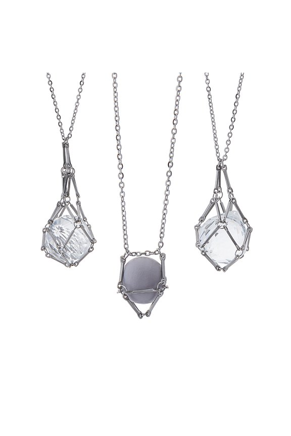3Pcs 3 Styles 304 Stainless Steel Macrame Pouch Cable Chain Necklace Making Stainless Steel Color 17.72~29.53 inch(45~75cm) 1pc/style