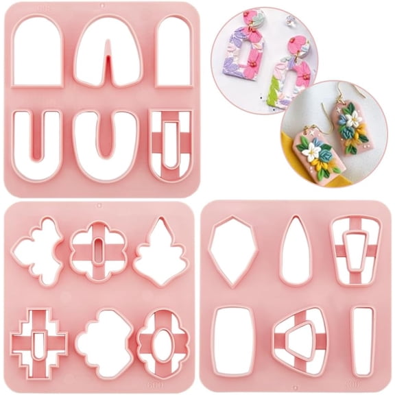 3Pcs 3 Styles ABS Plastic Plasticine Tools Clay Cutters Modeling Tools Mixed Shapes 10x10cm 1pc/style