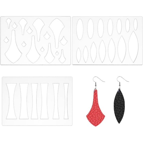 3Pcs 3 Styles Acrylic Earrings Making Template Reusable Cutting Stencils with Different Patterns Jewellery Design Template Stencils Clear 1set