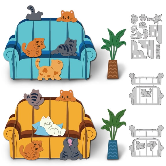 3Pcs 3 Styles Cat Theme Carbon Steel Cutting Dies Stencils for DIY Scrapbooking Photo AlbumFurniture Appliances 113~146x104~106x0.8mm 1pc/style