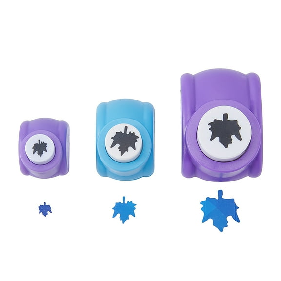 3Pcs 3 Styles Mini Plastic Craft Punch for Scrapbooking Paper Crafts with Alloy Finding Paper Shapers Maple Leaf Mixed Color