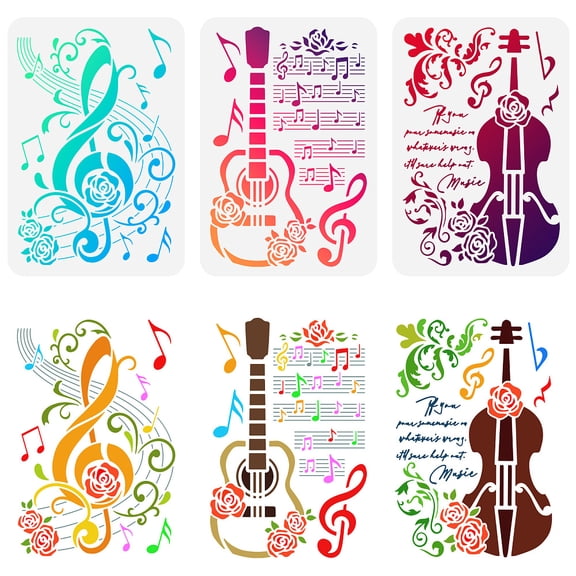 3Pcs 3 Styles PET Hollow Out Drawing Painting Stencils for DIY Scrapbook Photo Album Musical Note Pattern 297x210mm 1pc/style diy