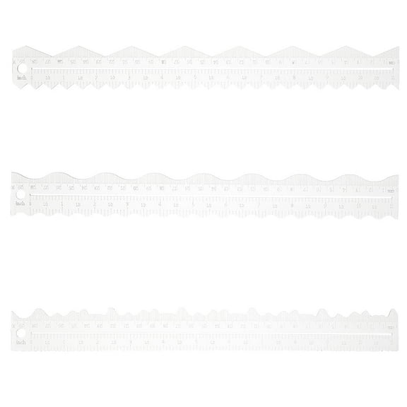 3Pcs 3 Styles Paper Tearing Ruler Clear Acrylic Jagged Wavy Line Deckled Measuring Tool Decorative Irregular Edges Ruler for Cutting Paper Card Making Scrapbooking Drawing DIY Craft Colorful