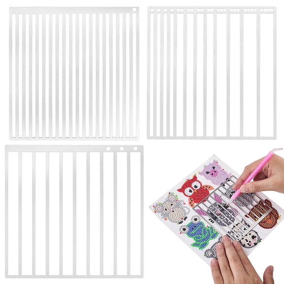 3Pcs 3 Styles Stainless Steel Ruler DIY Diamond Painting Tools Square Stainless Steel Color 100x97 -102x0.3mm 1pc/style