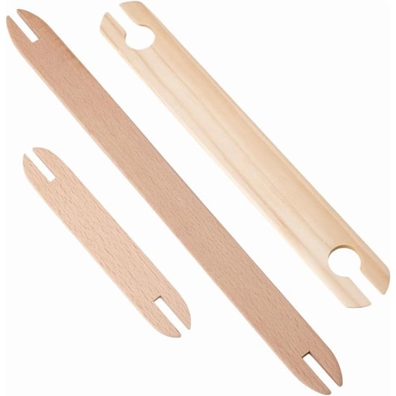 3Pcs 3 Styles Wood Knitting Looms Shuttles Mixed Color 151~300x23~35x4.5~5.5mm 1pc/style