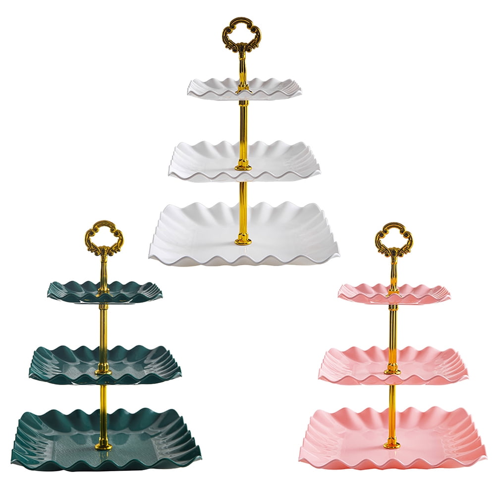 3Pcs 3-Tier Cupcake Stand Detachable Dessert Rack Plastic Dried Fruit ...