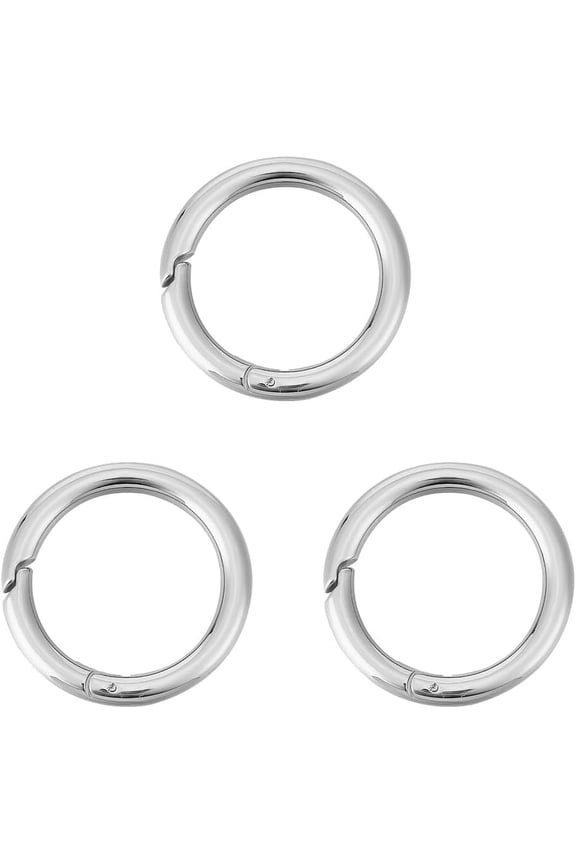 3Pcs 30mm Spring Gate Rings 316 Stainless Steel Snap Clasps Round Carabiner Clips Snap Hooks Metal Spring Keyring Buckle Clasps