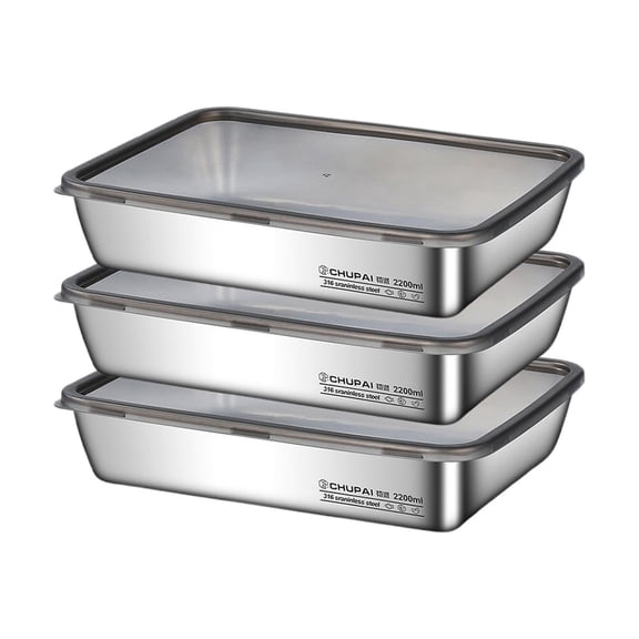 3Pcs 316L Stainless Steel Dumpling Box, Sealed Freezer Food Storage Container with Lid