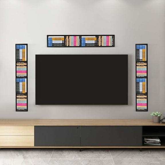 3Pcs 34" Modern Wall Mount CD DVD Media Rack Storage Shelf Organizer Black Iron