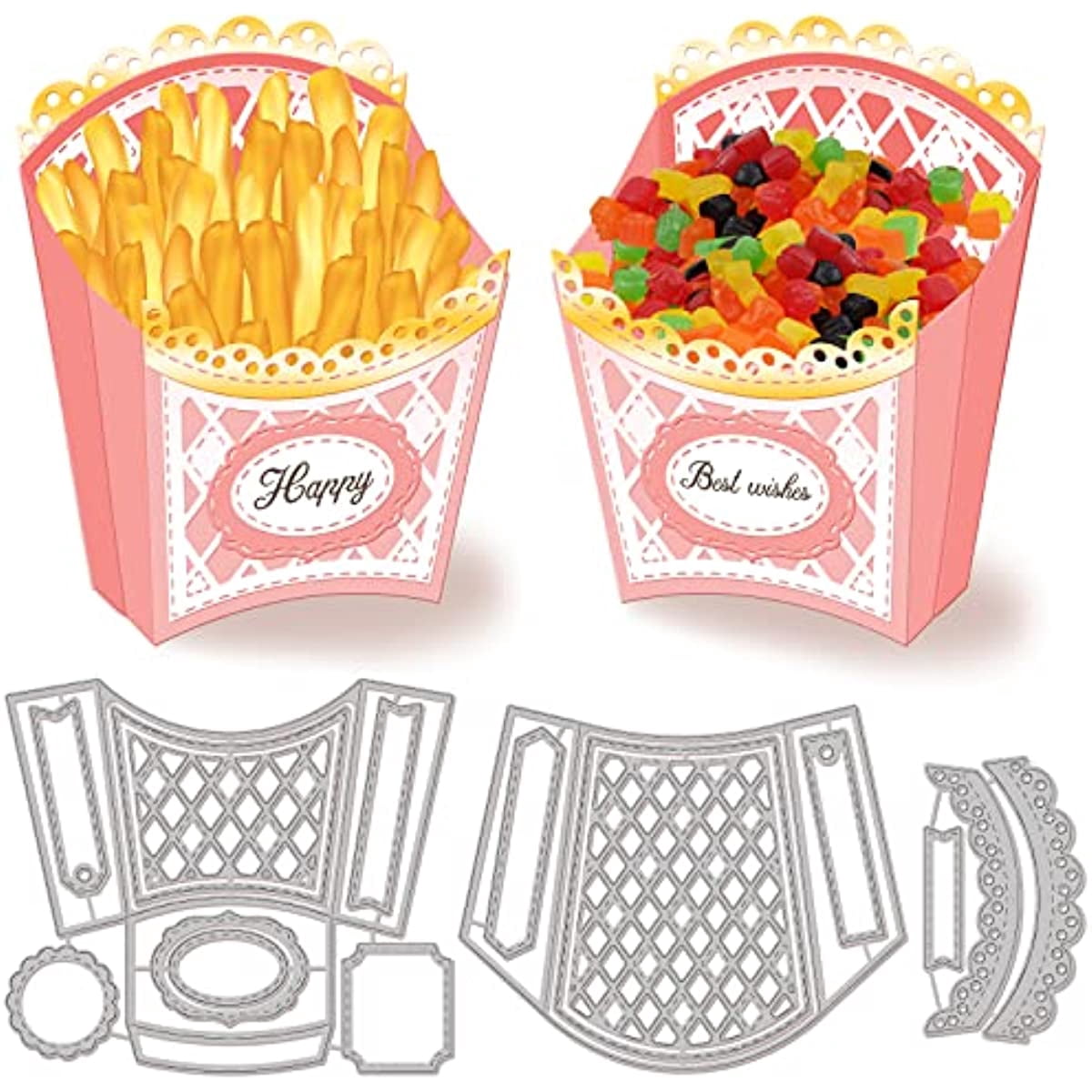 Fries Box Pattern 3Pcs 3D French Fry Box Pattern Carbon Steel Cutting Dies Stencils 3 ...