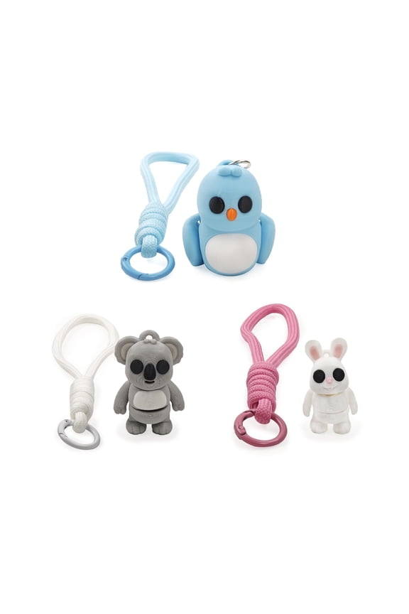 3Pcs 3D Printed Animal Koala Bird Rabbit Keychain Cute Wildlife for Keys, Bag, Purse Boys and Girls Charm Pendant Animals Figurines