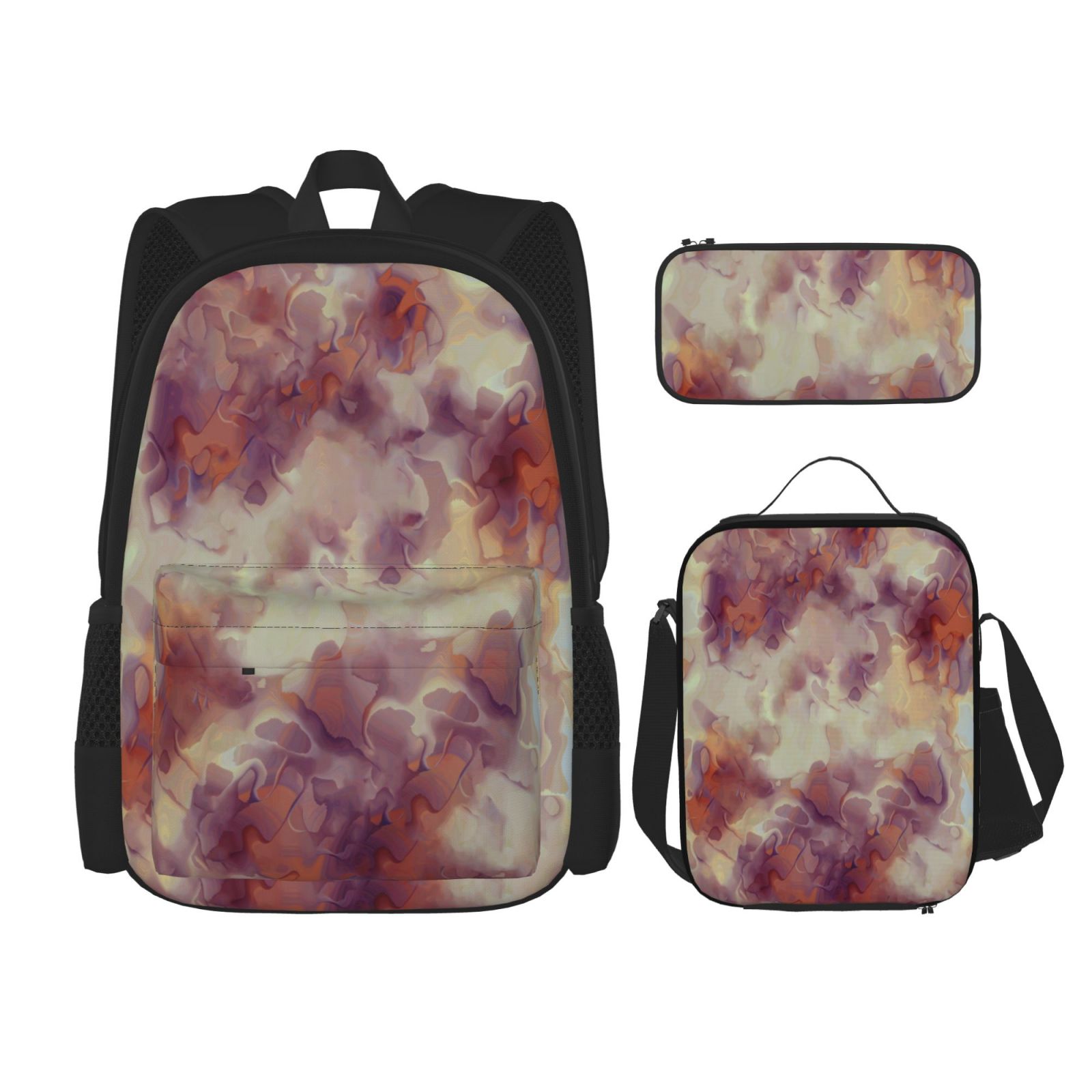 3Pcs 3D Prints Backpack for Girls Bookbag set Primary School Daypack ...