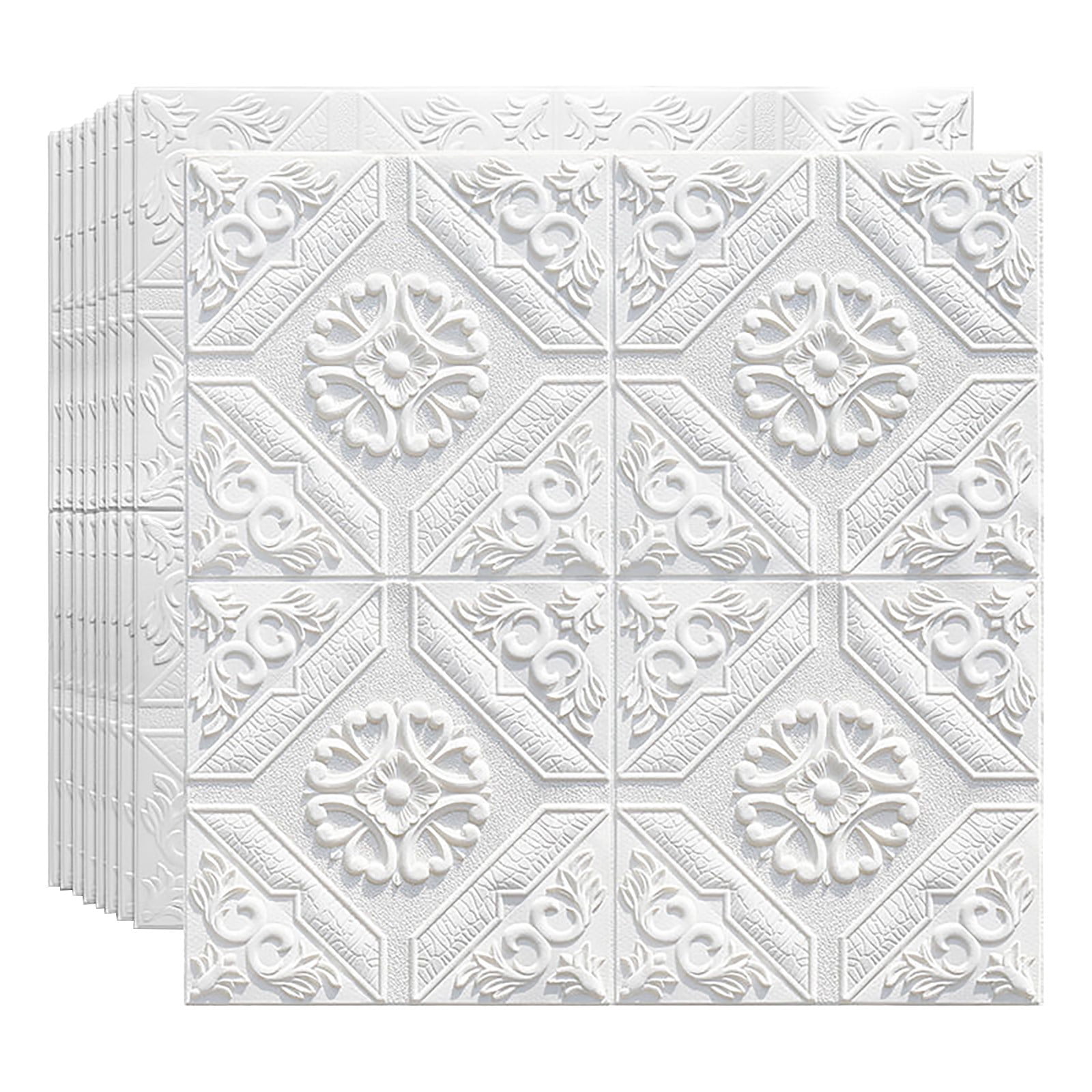 3Pcs 3D Wall Panels Peel and Stick, White Brick Printable 3D Wallpaper and Peel Self Adhesive Waterproof Foam Faux Brick Paneling for Bedroom, Bathroom, Kitchen, Fireplace 27"
