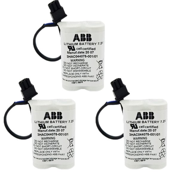 3Pcs 3HAC044075-001/01 7.2V SMB PLC Battery for Robot CPU ABBTA521 ABB3HAC16831-1