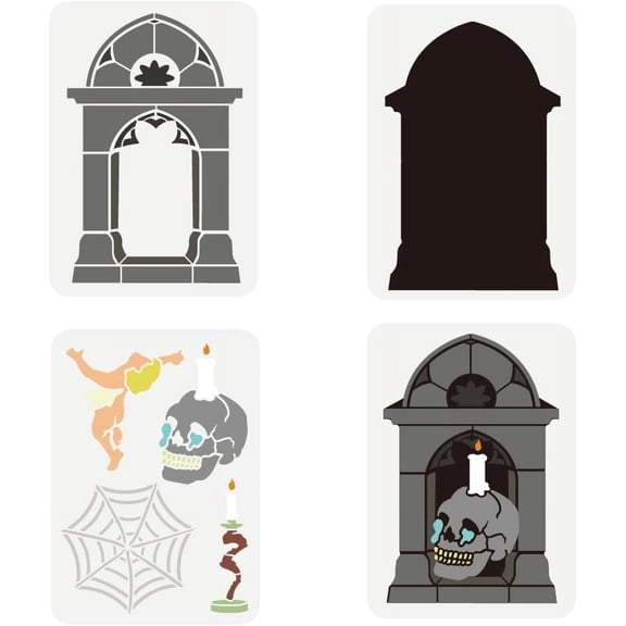 3Pcs 3Styles PET Hollow Out Drawing Painting Stencils Arch 297x210mm 1pc/style