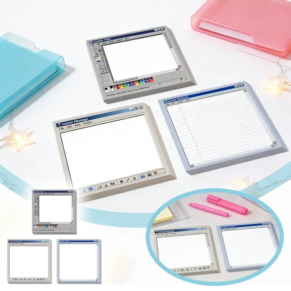 3Pcs 3pc Counts Retro Computer Pattern Sticky Notes – 3x3 Inch Notepad