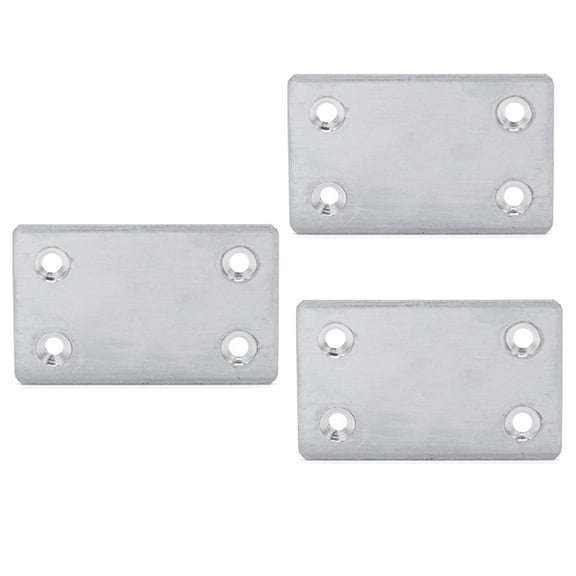 3Pcs 4Holes Stainless Steel Wooden Angle Brackets Furniture Flat Mending Repair Plate For Bedroom Livingroom Silver 60X38Mm