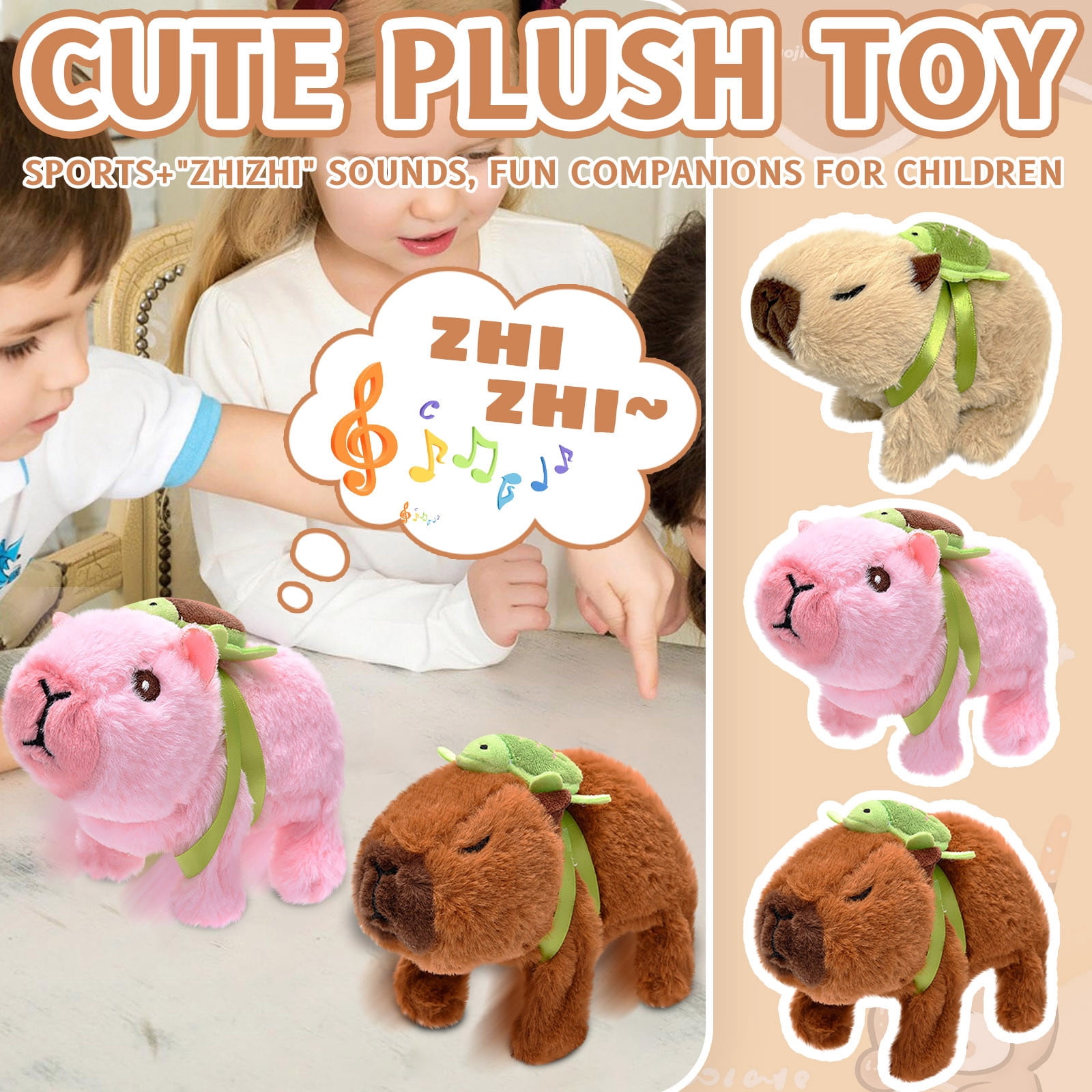 3Pcs 5Inch Cuddly Capybara Electric Plush Toy - Noise & Walking - Stuffed Animals Plush, Gifts for Teens Women & Fans