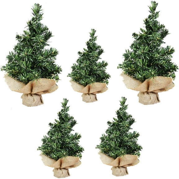 3Pcs/5Pcs/6Pcs Tabletop Mini Christmas Tree, Artificial Snow Miniature Pine Green, White Christmas Tree with Wooden Base Christmas Decorations, Home, Kitchen, Dining Table