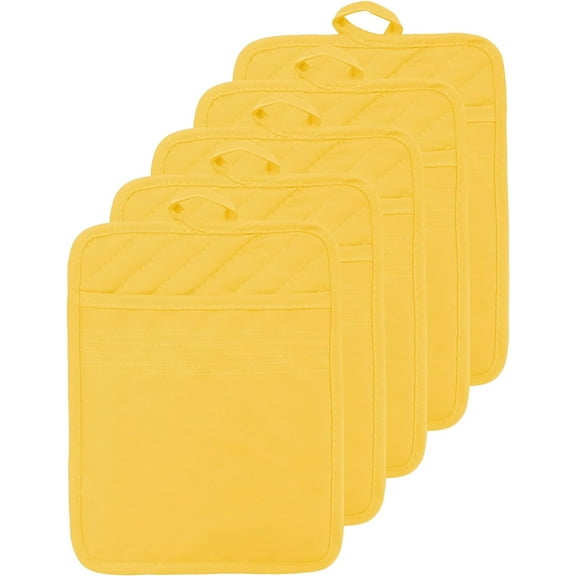 3Pcs/5Pcs Cotton Pocket Pot Holders Machine Washable Heat Resistant Hot Pads for Kitchen and Baking, 7x9inch