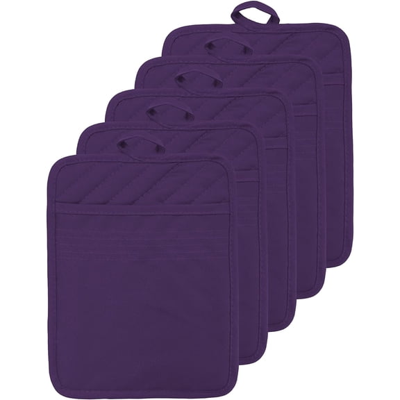 3Pcs/5Pcs Cotton Pocket Pot Holders Machine Washable Heat Resistant Hot Pads for Kitchen and Baking, 7x9inch