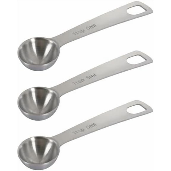 3Pcs 5ml Stainless Steel Measuring Spoons, 1 tsp scoop for Pet Food, Grains, Protein, Spices, Dry Goods, Easy to Clean, Durable Kitchen Tool (Silver)$$Home Decor, Kitchen, & Other