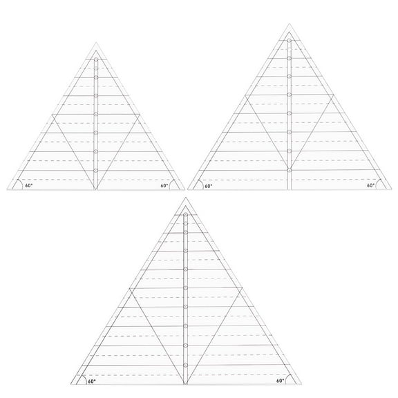 3Pcs 60 Degree Triangle Ruler for Quilting 8/9/ 10inch Triangle Quilting Template Acrylic Clear Quilting Rulers for Sewing Patchwork Cutting Pattern DIY Craft