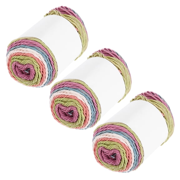 3Pcs 634 Yard Acrylic Yarn for Crocheting, Beige,Orange,Green,Blue,Rose Red