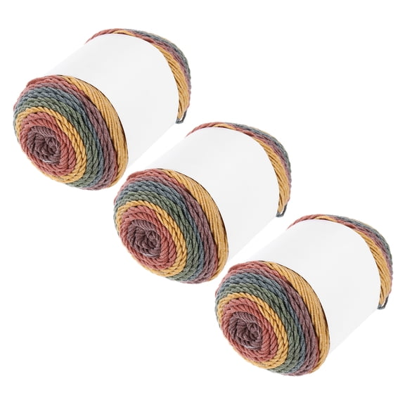 3Pcs 634 Yard Acrylic Yarn for Crocheting, Yellow,Green,Red,Purple,Blue