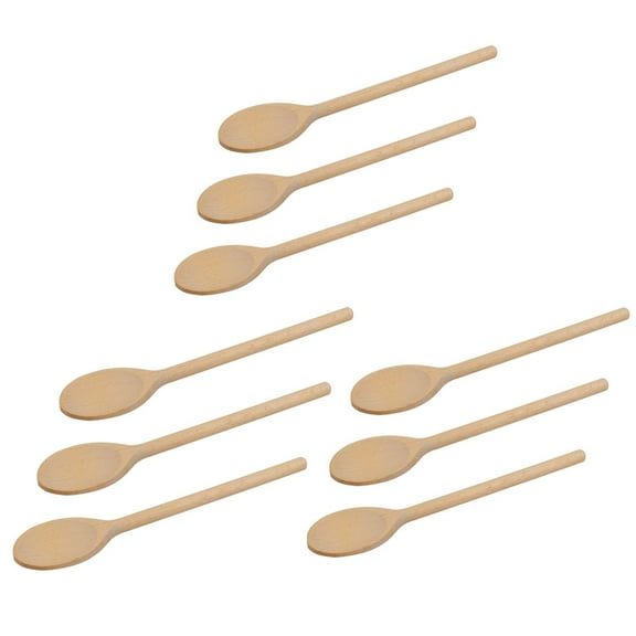 3Pcs/6Pcs/9Pcs 10 Inch Long Wooden Spoons for Cooking - Oval Wood Mixing Spoons for Baking, Cooking, Stirring - Sauce Spoons