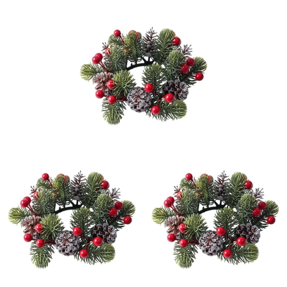 5 Pcs Artificial Cypress Candle Rings Christmas Greenery Wreaths with ...