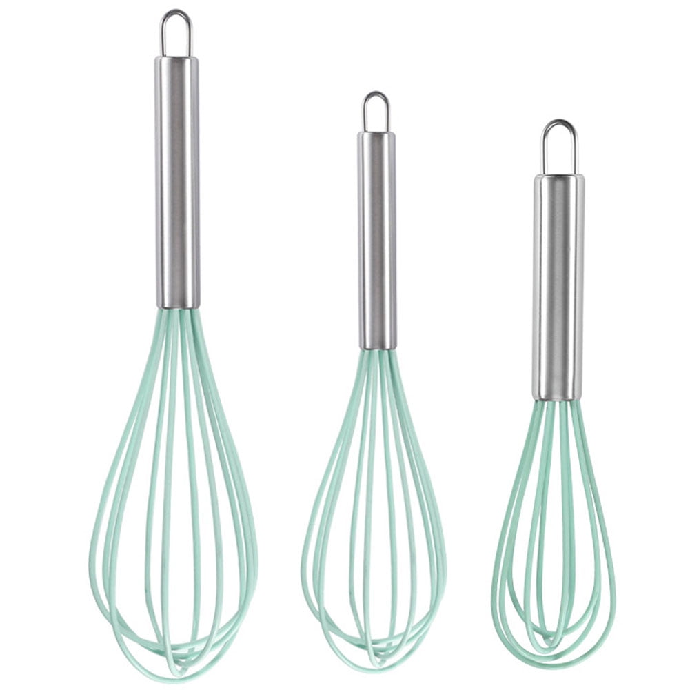 3Pcs 8+10+12Inch Silicone Whisk,Non Stick Kitchen Whisks for Cooking