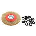 thumbnail image 1 of 3Pcs 8 Inch 200mm Steel Flat Wire Wheel Brush with 30Pcs Adaptor Rings for Bench Grinder Polish, 1 of 7