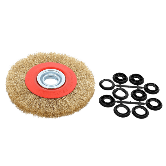 3Pcs 8 Inch 200mm Steel Flat Wire Wheel Brush with 30Pcs Adaptor Rings for Bench Grinder Polish