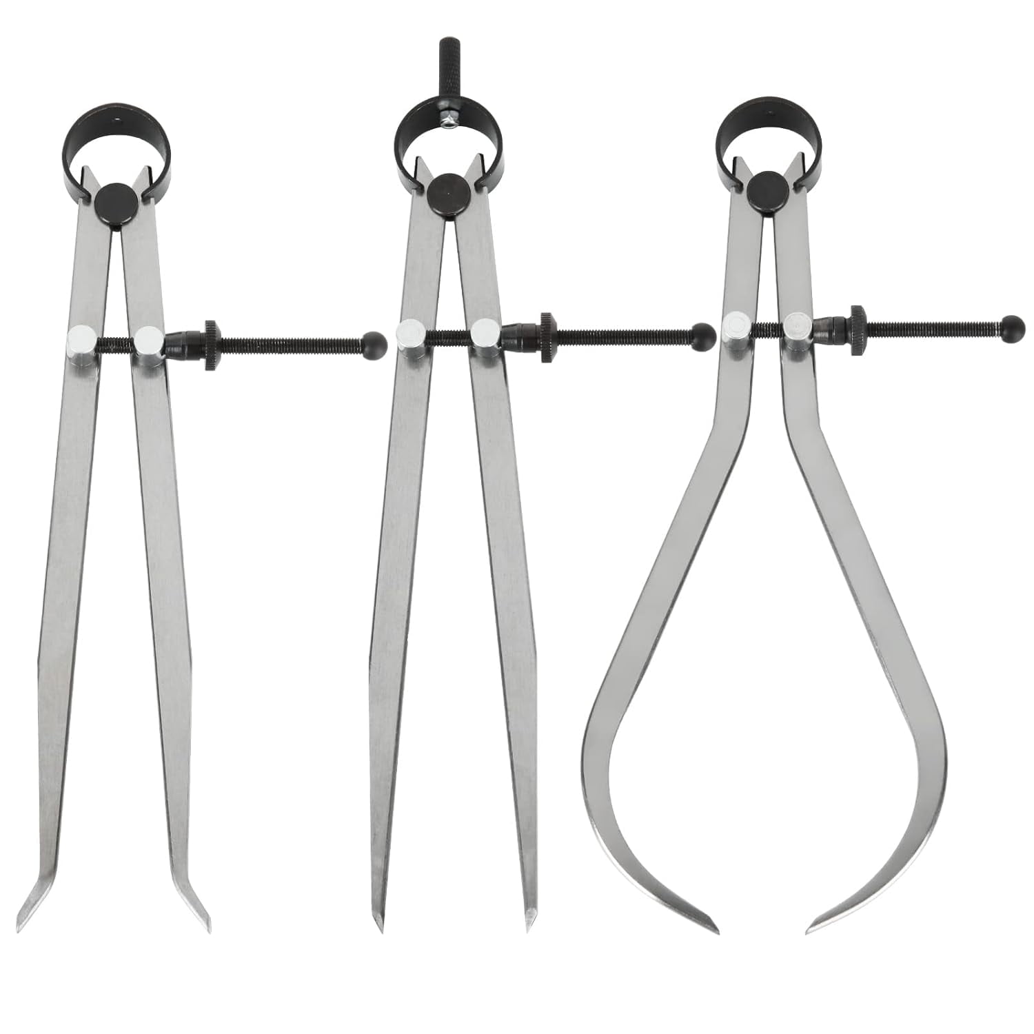 3Pcs 8 Inch Long Spring Caliper Set, Carbon Steel Outside Divider Caliper Compass, Calipers Measuring Tool for Wood Turning Lathe Projects