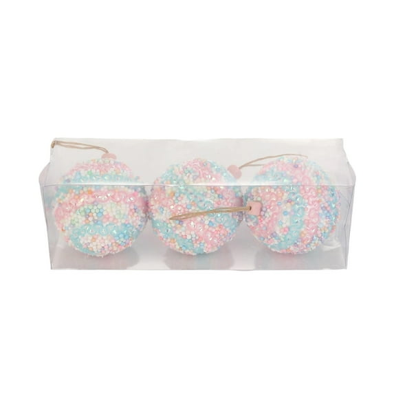 3Pcs 80mm/3.15'' Christmas Tree Ball Ornament Set Shatterproof Foam Coloful Sprinkles Balls Ornaments Xmas Tree Hanging Baubles for Home Decor