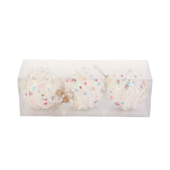 3Pcs 80mm/3.15'' Christmas Tree Ball Ornament Set Shatterproof Foam Coloful Sprinkles Balls Ornaments Xmas Tree Hanging Baubles for Home Decor