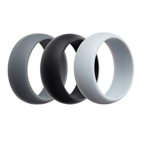 3Pcs 8mm Silicone Wedding Rings Women Men Sports Rubber Band Comfortable Jewelry - Multicolor, US Size11