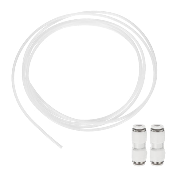 3Pcs 9.84ft Tubing Hose, 2mm ID x 4 mm OD Ultra-Smooth Filament Feeder Tube Pipe with Pneumatic Fittings for Direct Drive Extruder 3D Printer and Gas Conveying Tubing, White