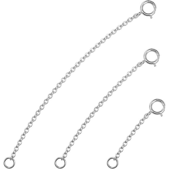 3Pcs 925 Sterling Silver Necklace Extender Chain Extenders for Women Necklaces Bracelet Extender