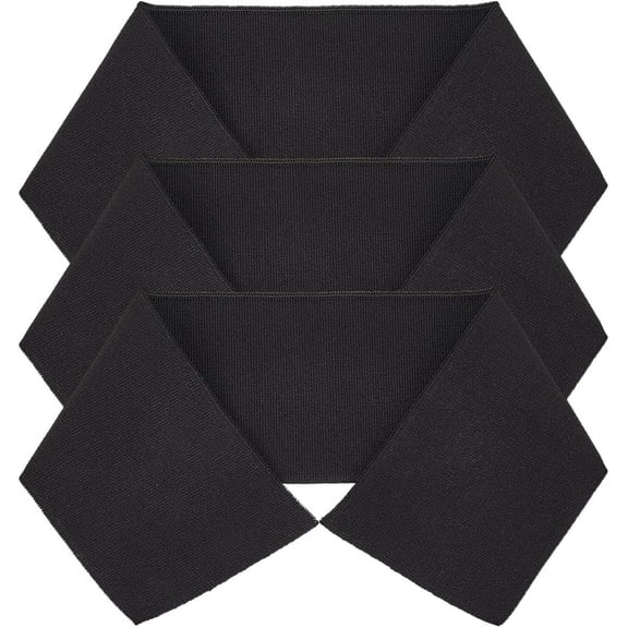 3Pcs 95% Cotton & 5% Elastic Fiber Ribbing Fabric for Cuffs Waistbands Neckline Collar Trim Knitted Hem Quilting Cloth Black 400~428x80~85x2mm art