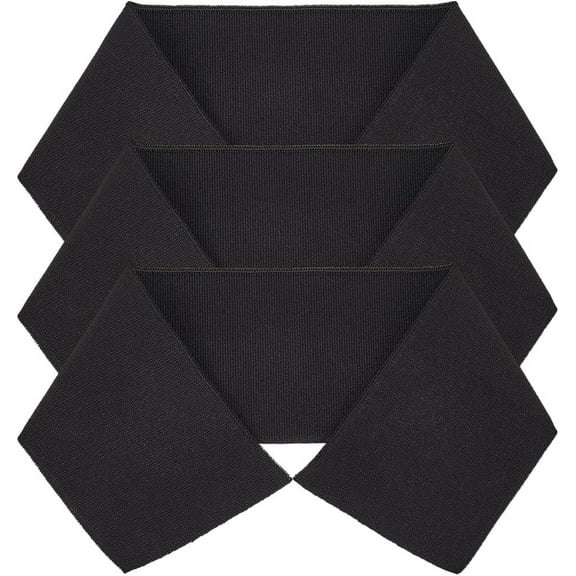 3Pcs 95% Cotton & 5% Elastic Fiber Ribbing Fabric for Cuffs Waistbands Neckline Collar Trim Knitted Hem Quilting Cloth Black 400~428x80~85x2mm