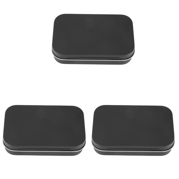 3Pcs 95X60X21mm Black Tin Box Metal with Matte Candy Small