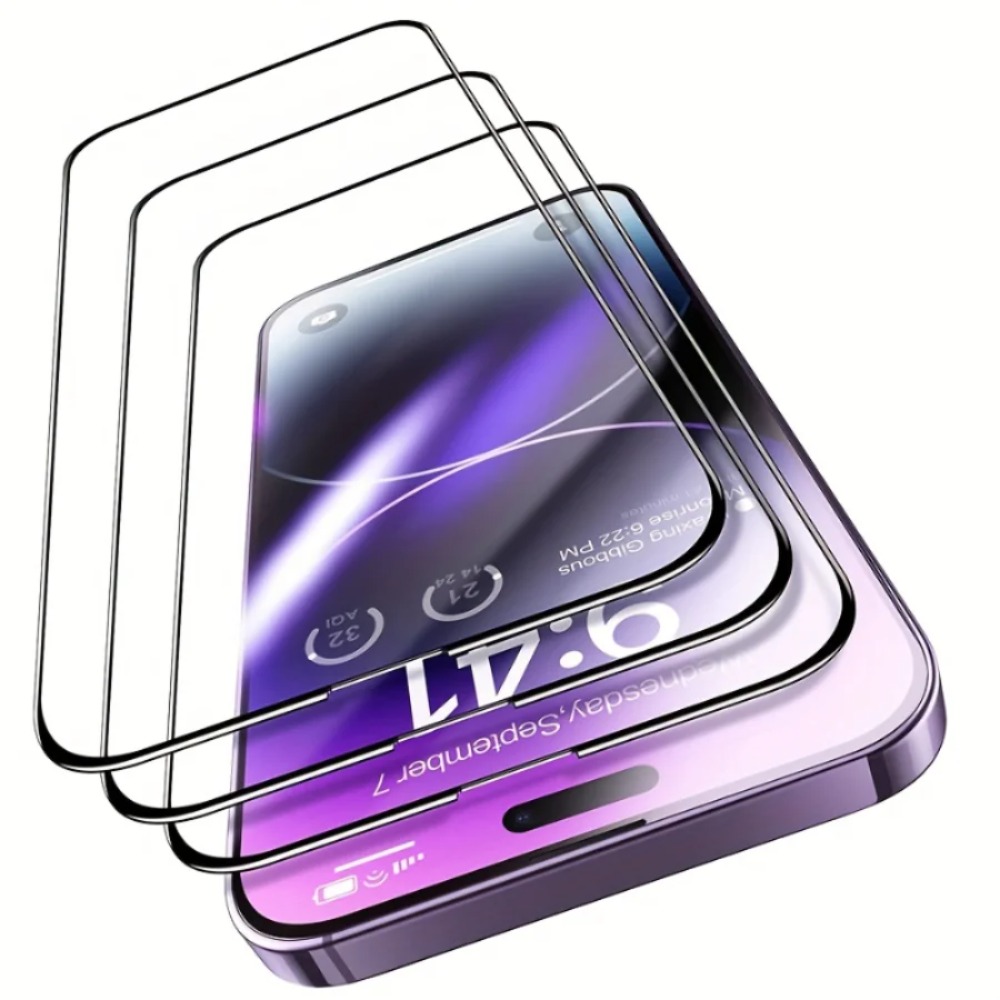 3Pcs 9H Hardness Full Cover Screen Protector Film Glass For IPhone 14