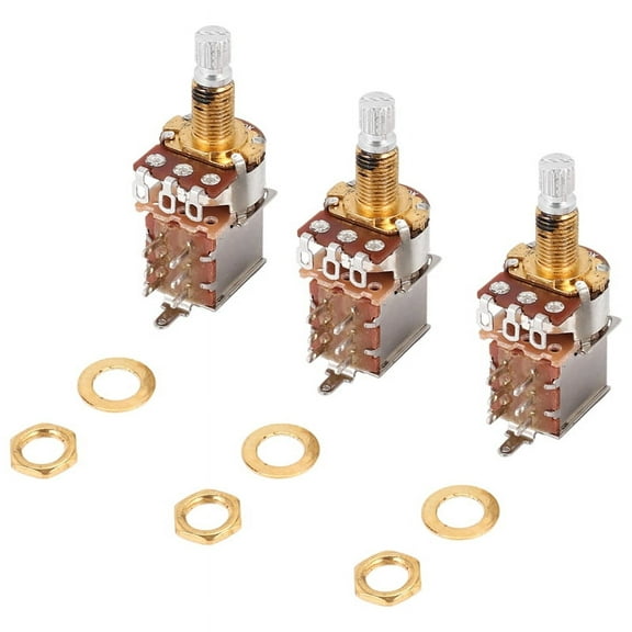3Pcs A500K Potentiometer Push Pull Switch Guitar Control Pot Electric Tone Volume Parts Gold